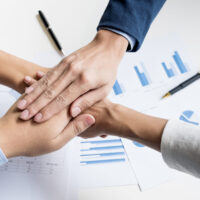 Teamwork Power Successful business Meeting Workplace Concept